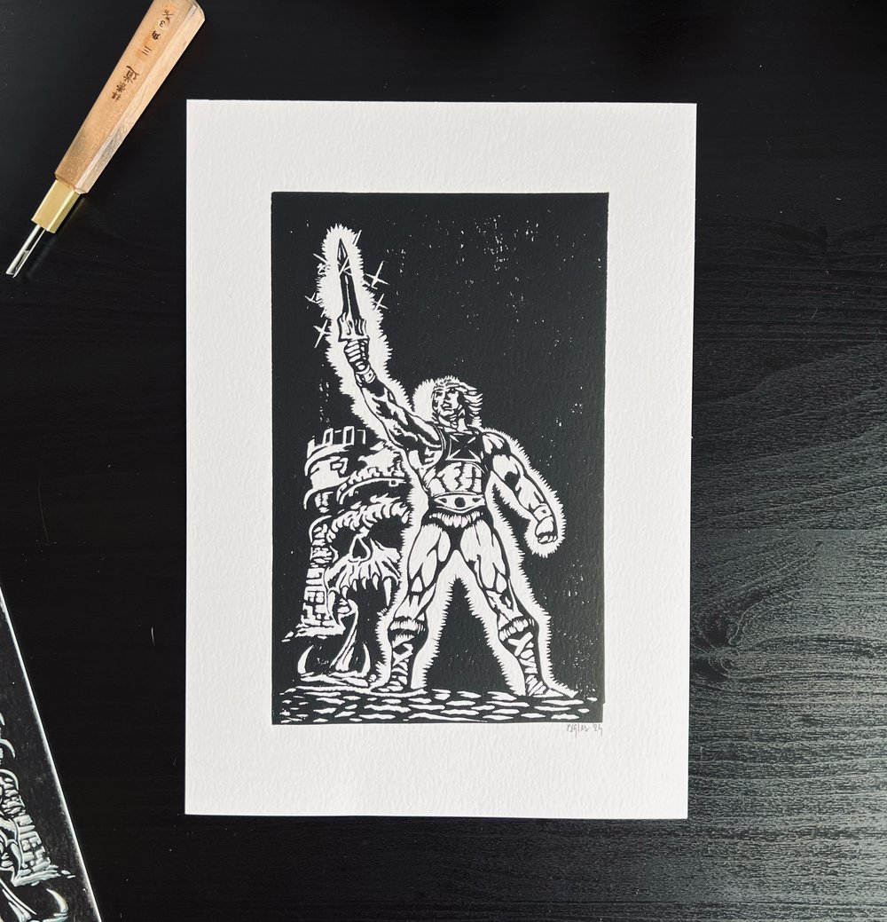 He-Man Linoprint