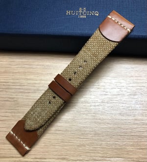 Image of Melange Tan Canvas Watch Strap With Natural Shell Cordovan Insert