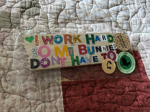 Image of Handmade hanging wooden name/slogan saying sign