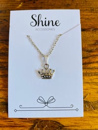 Image 2 of Set of 5 tiara crown charm necklaces 