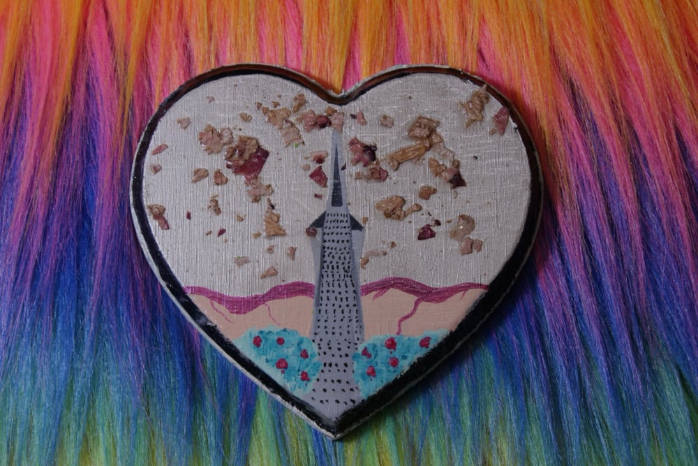 Image of Transamerica Pyramid Rose Petal Wood Heart 
