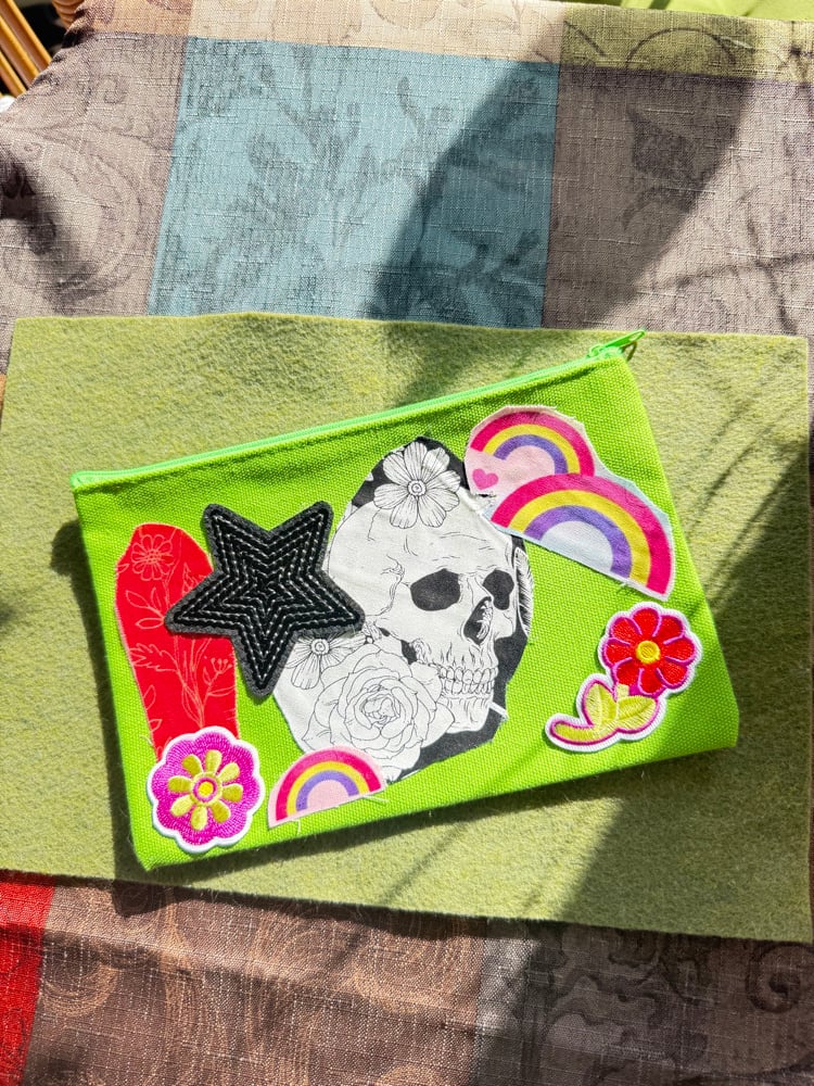 Image of Skull and rainbow bag 💀🌈💚