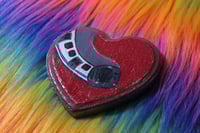 Image 3 of Red Glitter Bart Wood Heart 