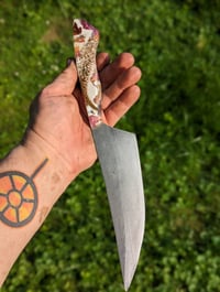 Image 4 of Cable Damascus Chef/ Stabilized Wildflower Scales