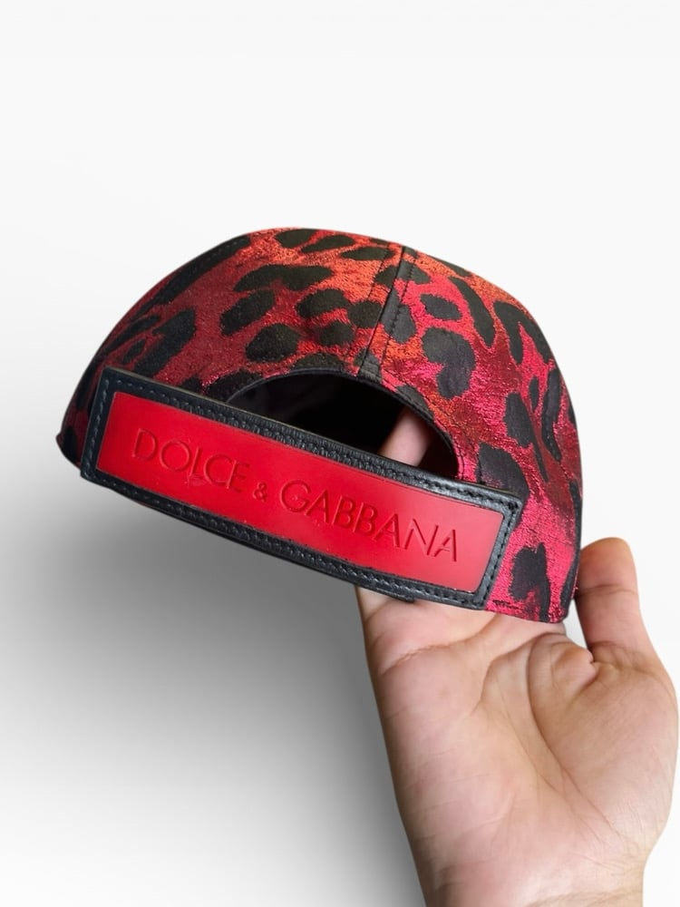 Image of Dolce & Gabbana Red Leopard Baseball Hat