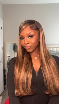 Image 1 of 9x6 honey blonde closure straight wig 