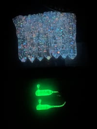 Image 1 of Glow Mini Jig Collab Pack Green TUGA.LEADHEADS