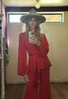 early 1970s OSSIE CLARK scarlet moss crepe trouser suit