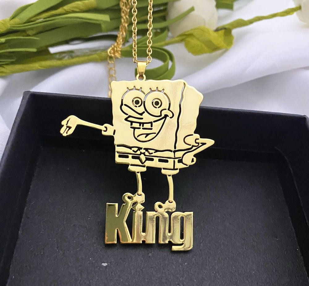 Image of Gold plated Custom cartoon character necklaces with name