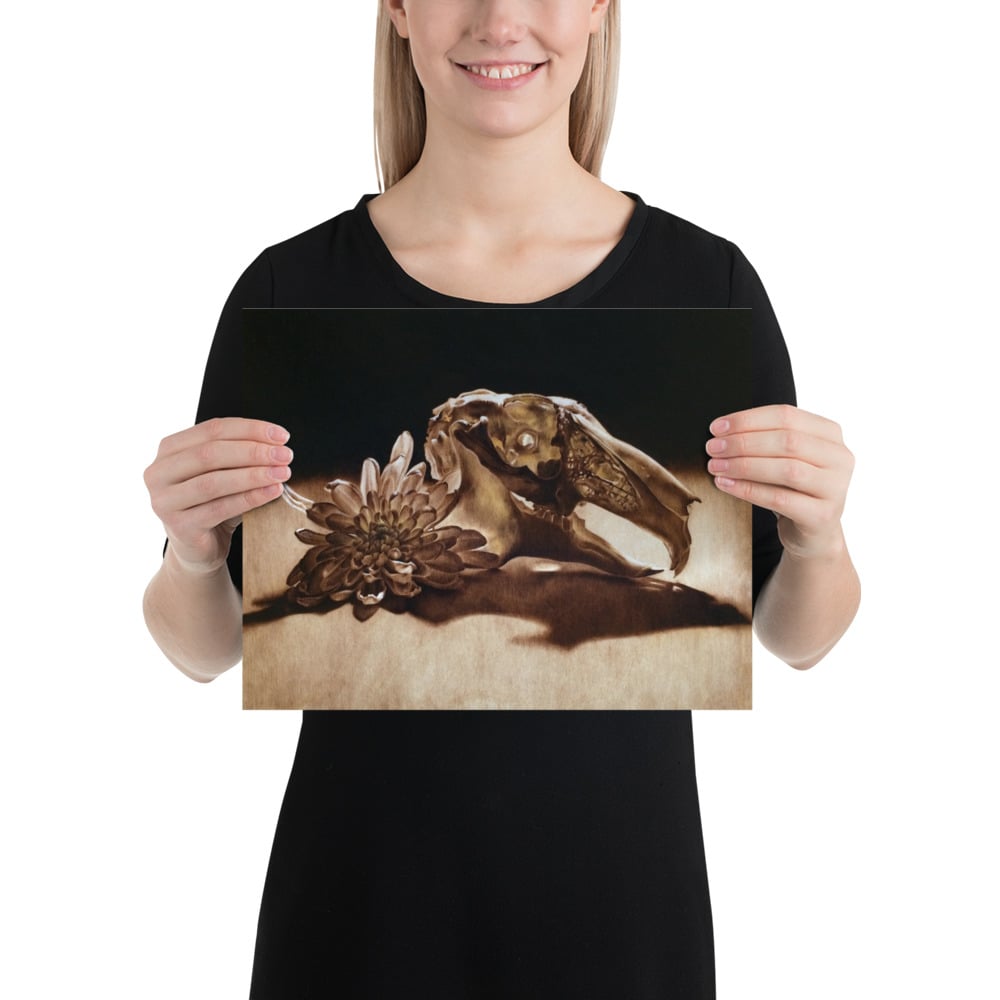 Photo Print: Rabbit Skull and Flower