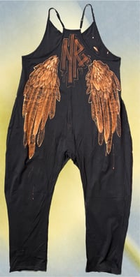 Image 3 of “FLOWER FAIRY” CUSTOM BLEACH PAINTED OVERSIZED ROMPER MEDIUM