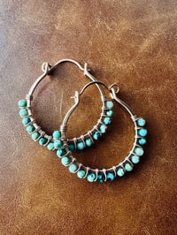 Image 1 of African Turquoise Swing Hoop Earrings