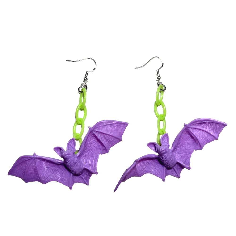 Image of Colorful Bat Earrings 