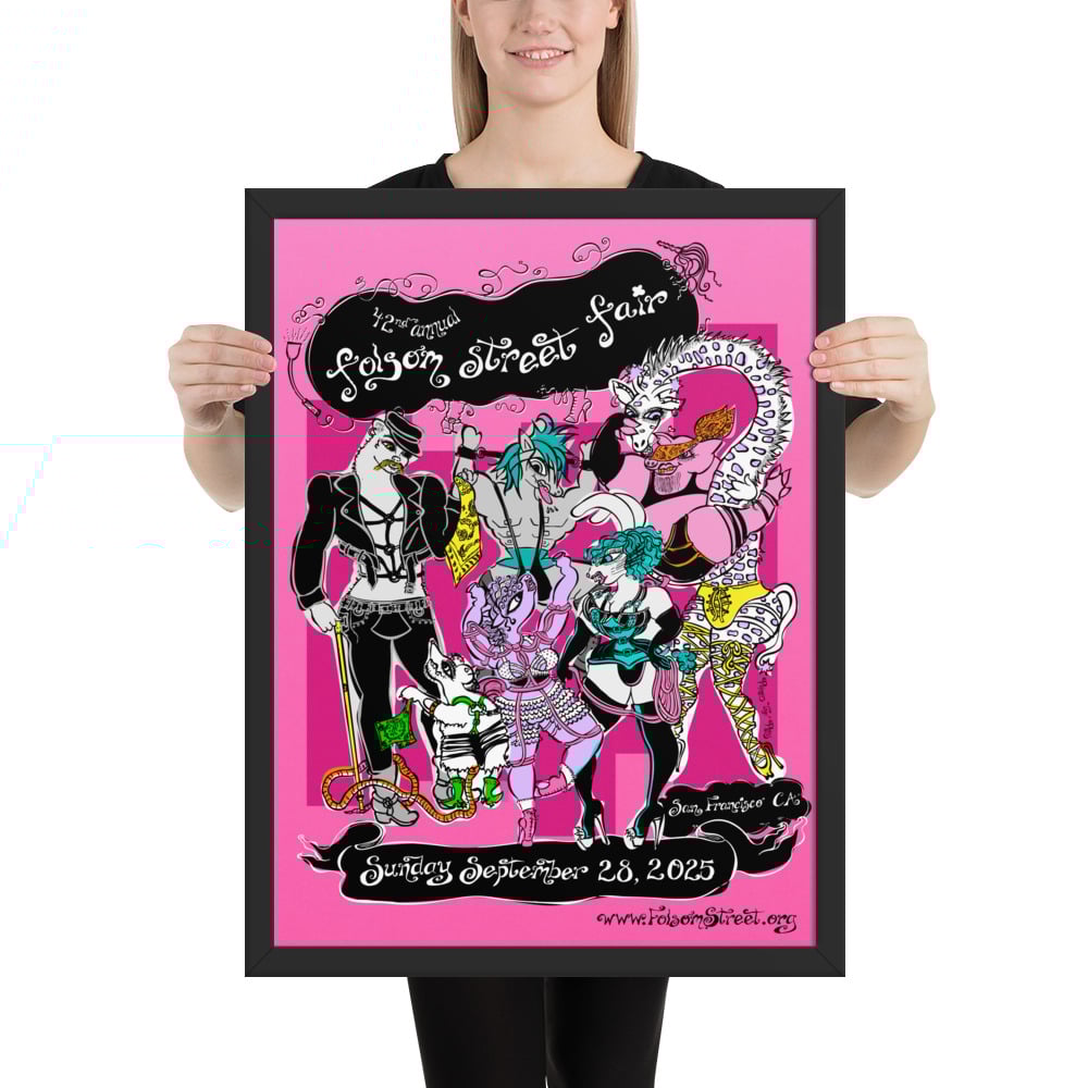 Image of 2025 Folsom Street Fair Poster by Poppers the Pony, 18x24 Framed