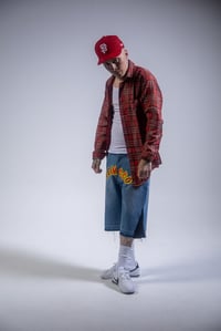 Image 3 of Red Flame Denim Jean Shorts