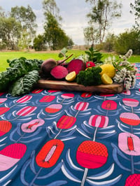 Image 3 of Tablecloth - JP Banksia (Red/Blue)