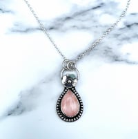 Image 3 of Handmade Sterling Silver Flower Rose Quartz Pendant 925