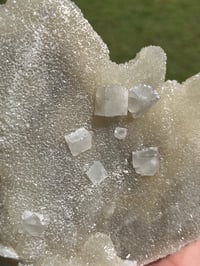 Image 9 of QR Code Fluorite On Druzy Quartz Matrix Specimen| Guizhou China #2943