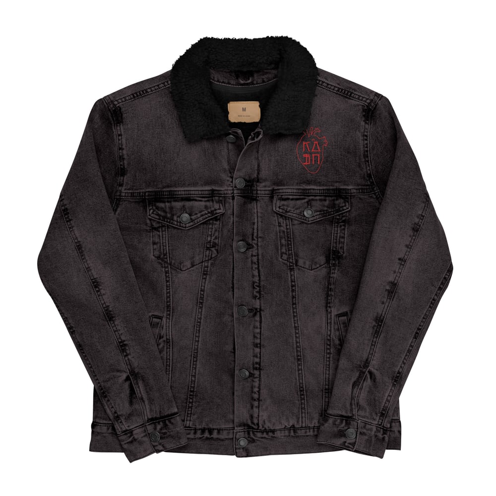 Image of HEART UNISEX DENIM SHERPA JACKET