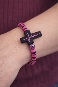 Image 3 of Jesus Cross Stretch Bracelet 