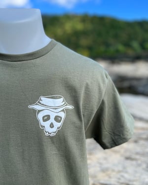 Image of Fatigue Green “Bucket Skull” Tee