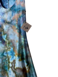 Image 8 of S Stretch Knit Fit and Flare Midi Dress in Cool Earthy Watercolor Ice Dye