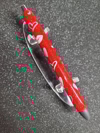 Image 3 of Red Glitter Heart Gel Pen