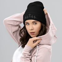 Image 1 of Cuffed Beanie (heart beat cross)