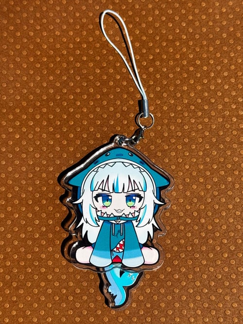Image of Gura tail wagging acrylic keychain