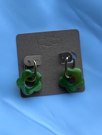 Image 2 of Gold Olive Green Resin Flower Huggies
