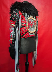 Image 6 of SLAYER REPENTLESS FAUX FUR BIKER FRINGE JACKET 