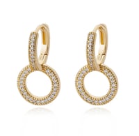 Circle Detail Drop Hoop Earrings