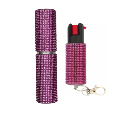 Image of Pink Rhinestones Lipstick & Pepper Spray Combo