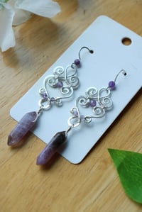 Image 3 of Woven Amethyst Chandelier Earrings