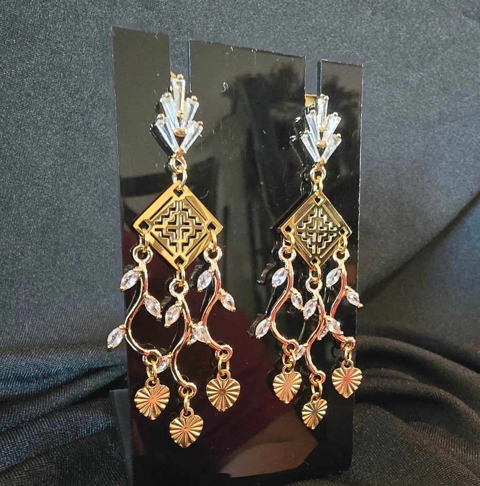 Image of Ivy Earrings - Hypoallergenic, 18K Gold Plated, Cubic Zirconia