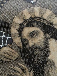 Image 3 of Antique material “Christ’  bookmark in Antique frame with preserved web 