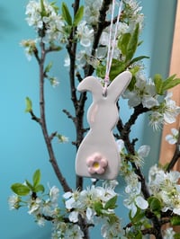 Image 2 of Ceramic Floppy Ear Flower Bottom Bunny decoration