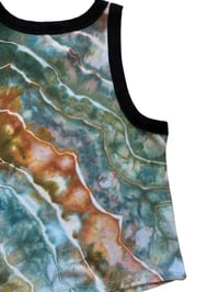 Image 7 of L Ladies Fitted Knit Contrast Tank in Earthy Geode Ice Dye