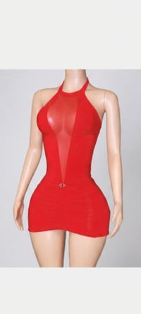 Image 1 of Red Rhinestone Halter Dress