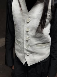 Image 3 of White Linen And Leather Jacket 