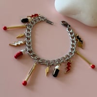 Image 2 of One of a kind Charm Bracelet - match sticks, happy pills, lightning bolts