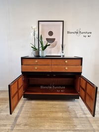 Image 9 of Large Mid Century Luxury Sideboard Nathan | Curved Teak Sideboard Black | 4 Walnut Drawers 