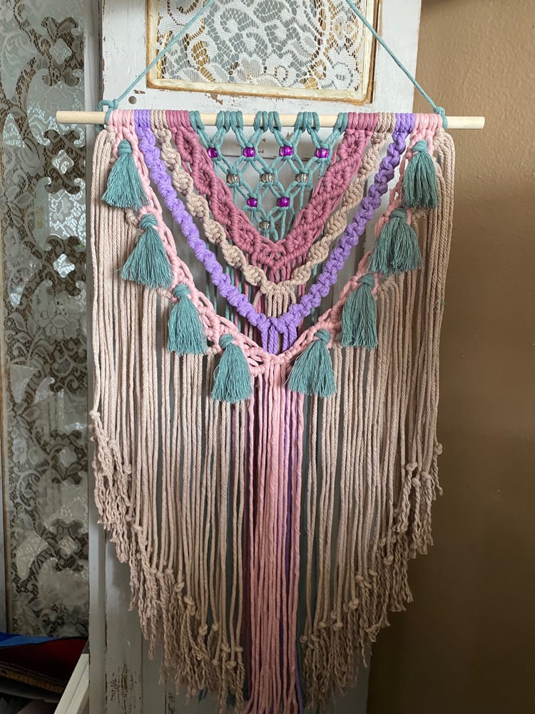 Image of Colorful macrame wall hanging “pastel”