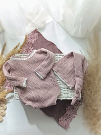 Image 1 of Newborn set for photoshoot - bodysuit and sleep hat - dusty pink