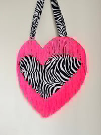 Image 3 of The Wild Heart Fringe Tote – Bright Pink Zebra