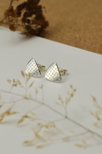 Image 1 of Soft triangle textured silver stud earrings 