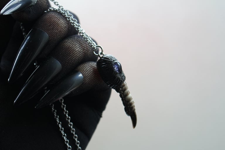 Dead Good Pheasant toe necklace with lolite crystal stone copy Image 6