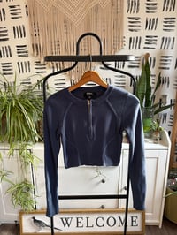 Image 1 of Blue zipper crop sweater 
