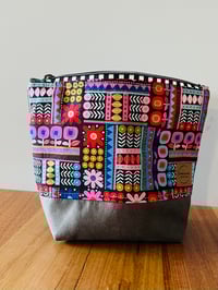 Image 1 of Fabric Zipper Pouch - Vibrant Flowers