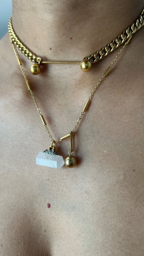 Image of SEMAJ • Rose Quartz Charm Necklace